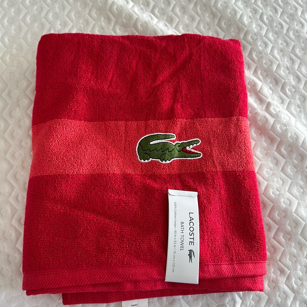 Lacoste logo 100% cotton bath 🛀 towel